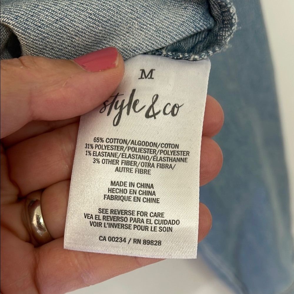 Style & Co Blue Jean Jacket Classic Denim Design - Picture 8 of 8